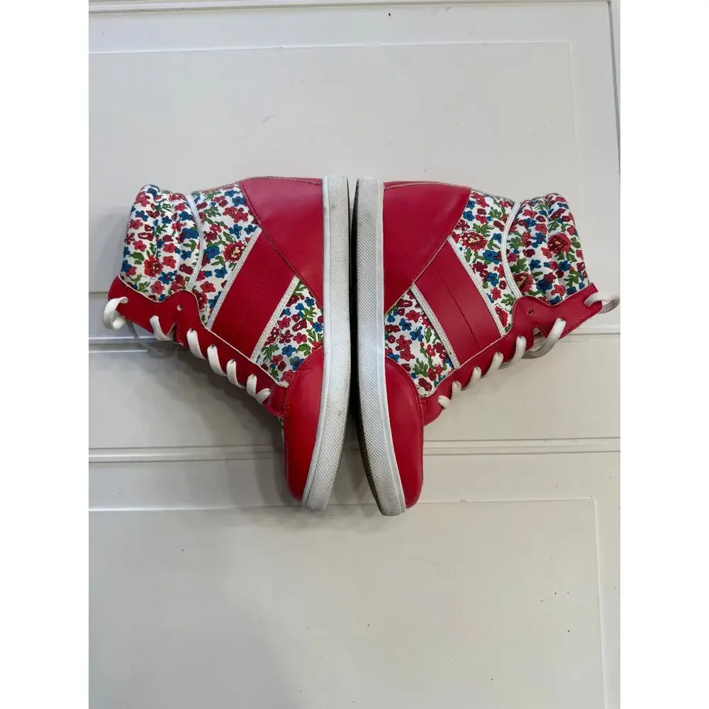 Mudd Womens Sz 8 Red White Floral Y2K Sneaker Wedges Wedge Shoes Retro